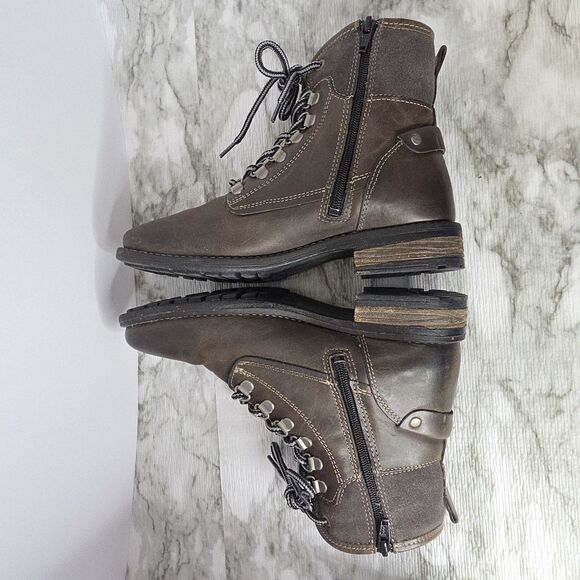 TAOS Ringer Brown Leather Lace Up Combat Boots Womens 5.5 Grunge Distressed Edgy - Picture 7 of 14